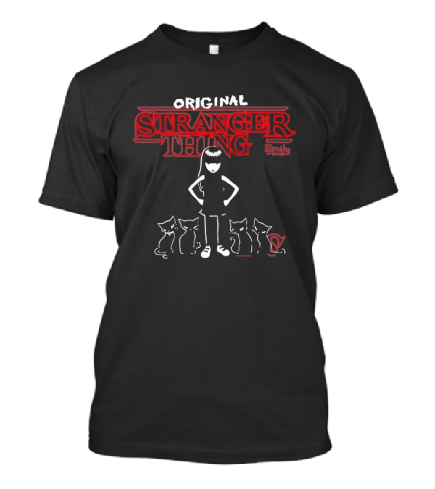 Original Stranger Thing Emily The Strange With Cats Collaboration T-Shirt
