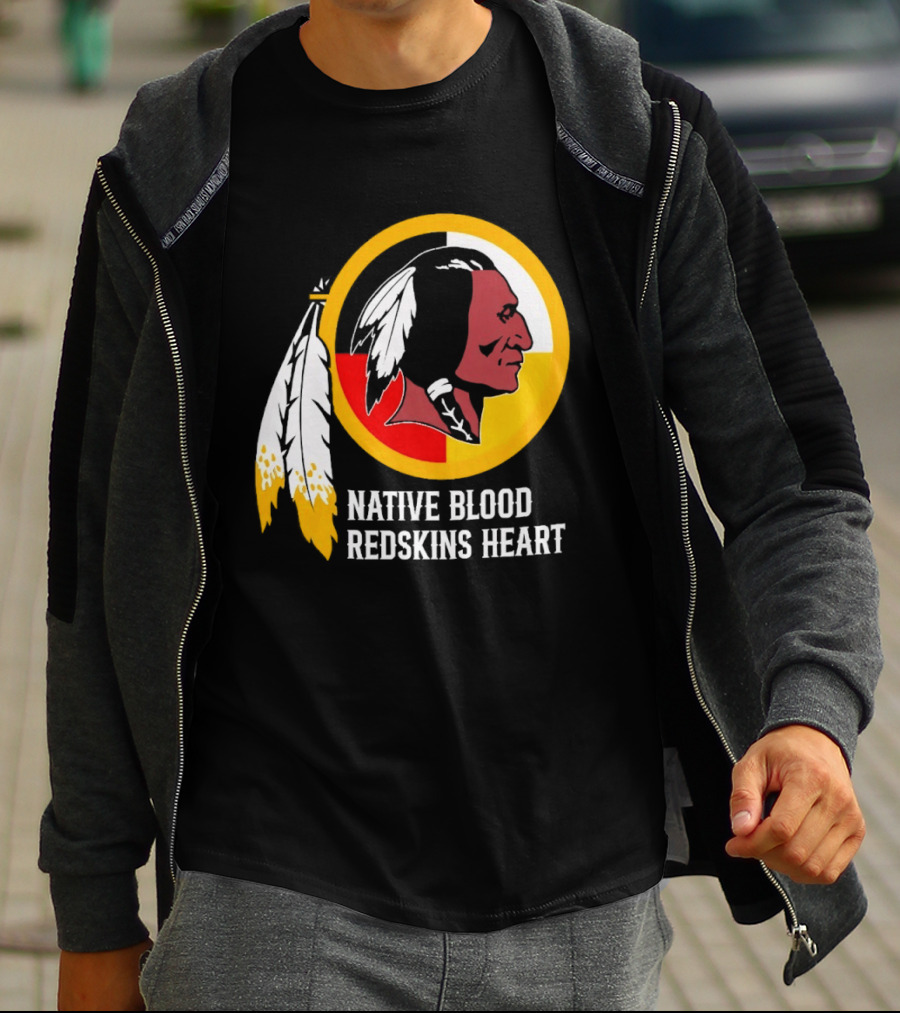 Native Blood Redskins Heart Washington Commanders T-Shirt