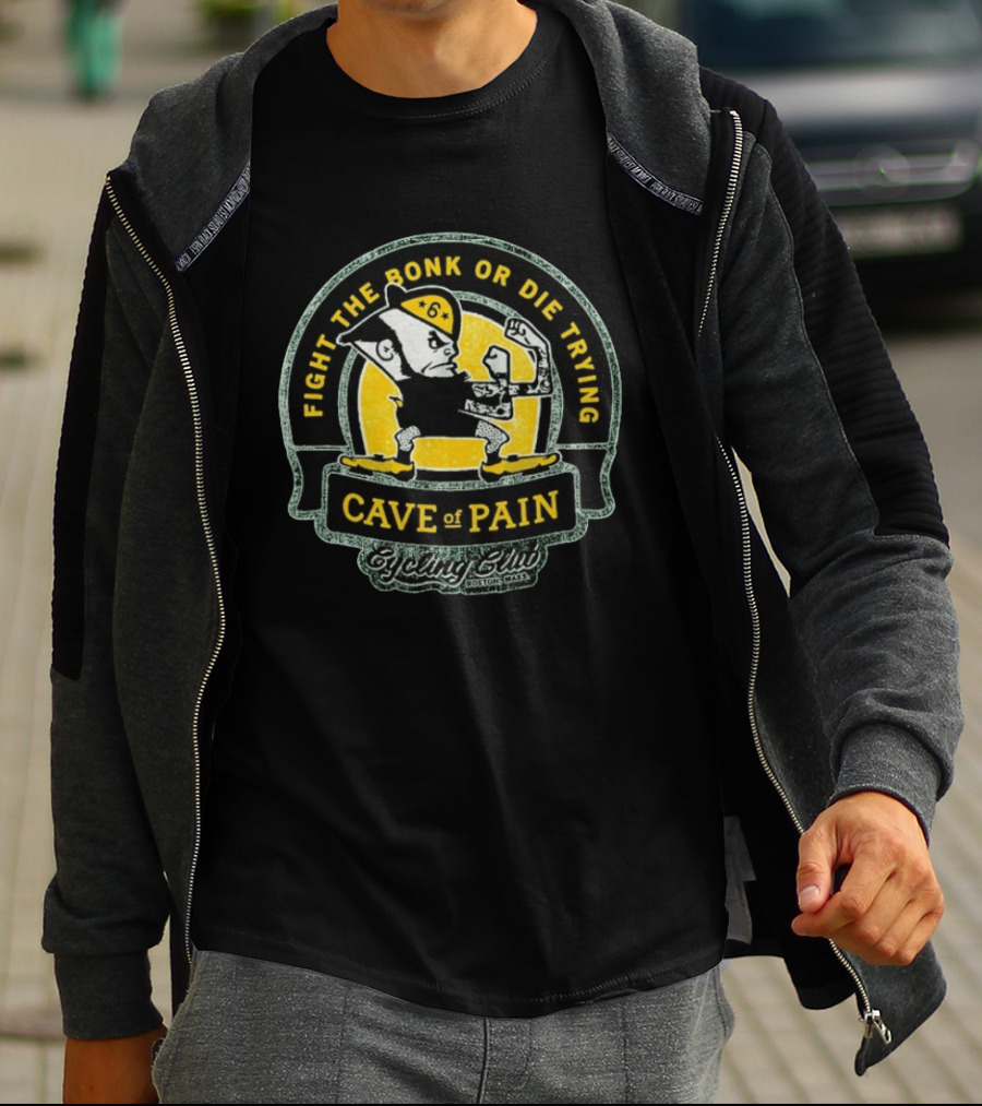 Notre Dame Fighting Irish Twin Six Fight The Bonk Or Die Trying Cave Of Pain Cycling Club Boston Mass T-Shirt