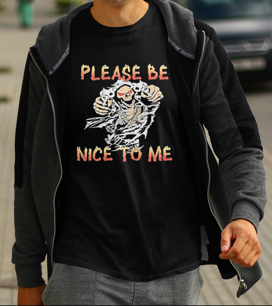 Please Be Nice To Me Skeleton Ghostly Appeal T-Shirt