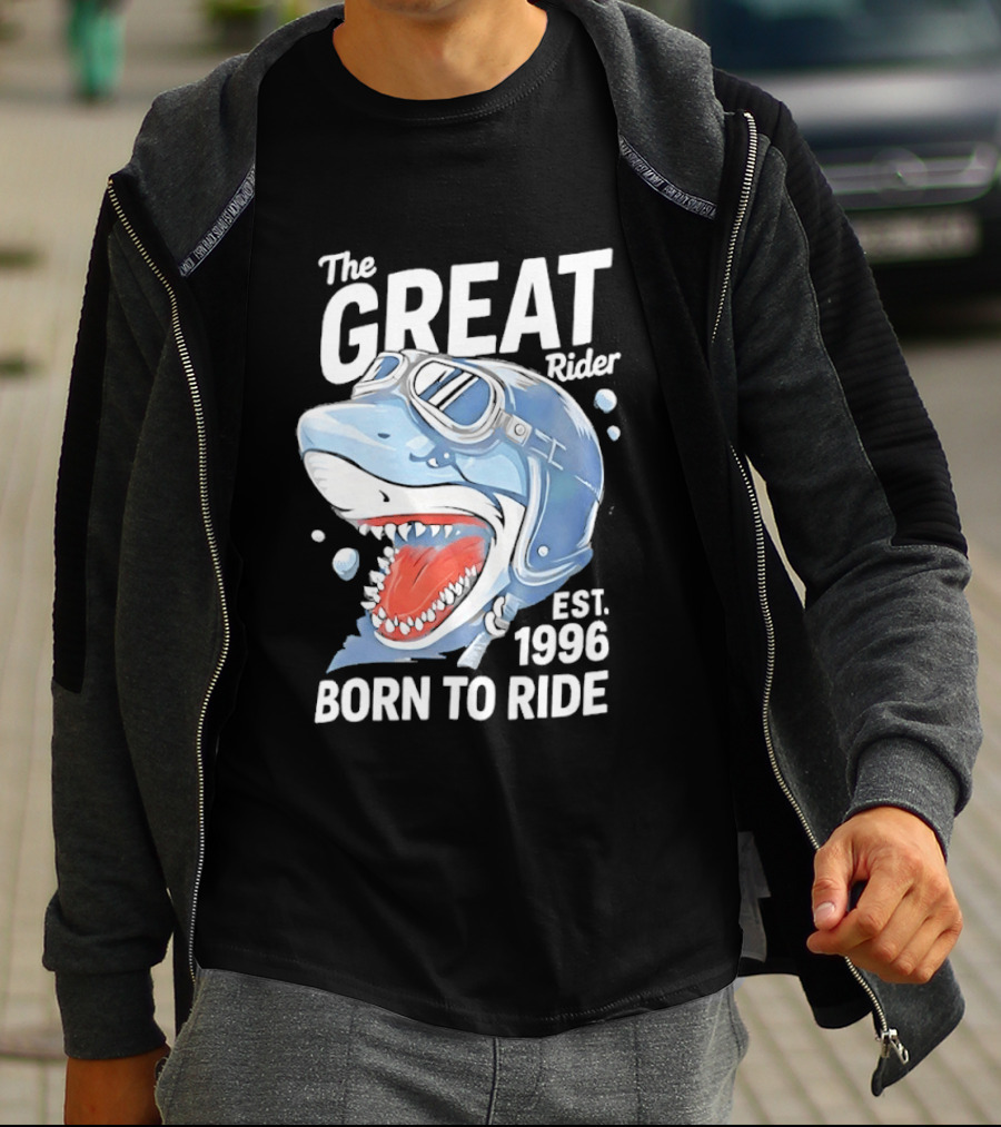 The Great Rider Shark Born To Ride Est. 1996 T-Shirt