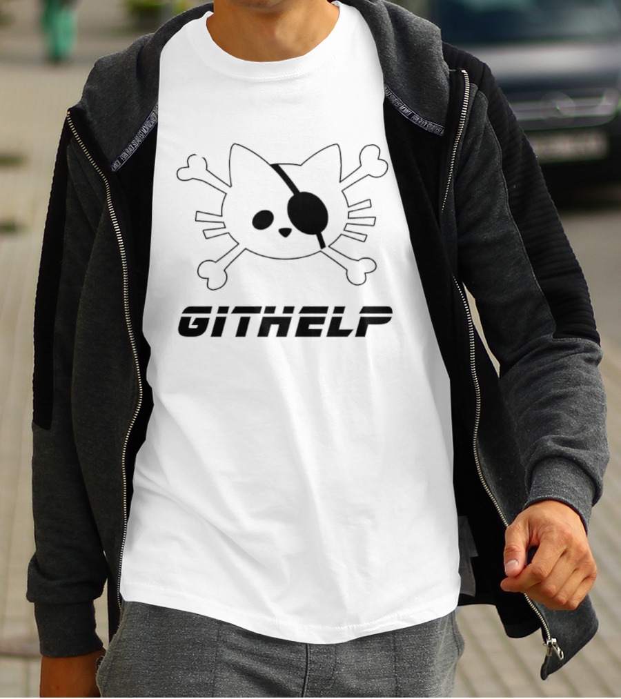 Cat Pirate Skull GitHelp Eyepatch Crossbones T-Shirt