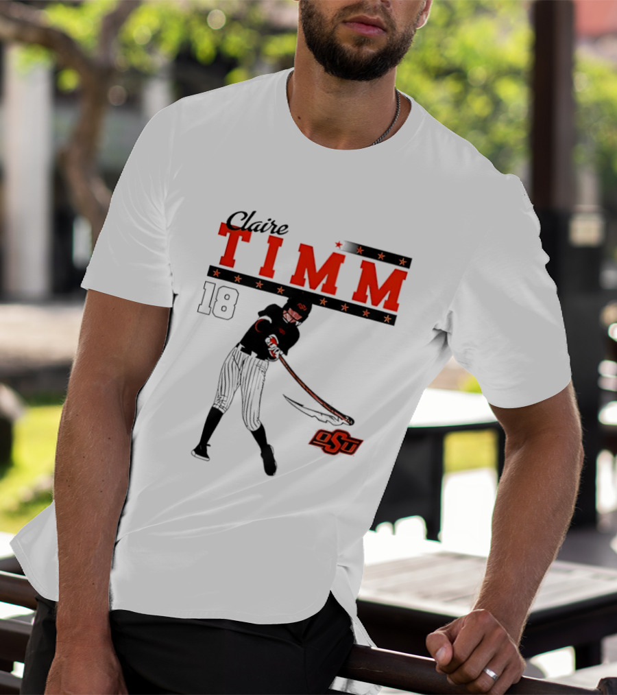 Claire Timm 18 OSU Cowgirls Softball Legend Player Caricature T-Shirt