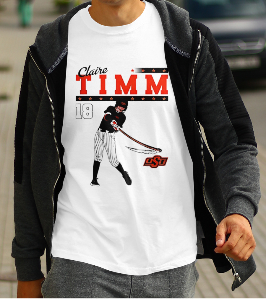 Claire Timm 18 OSU Cowgirls Softball Legend Player Caricature T-Shirt