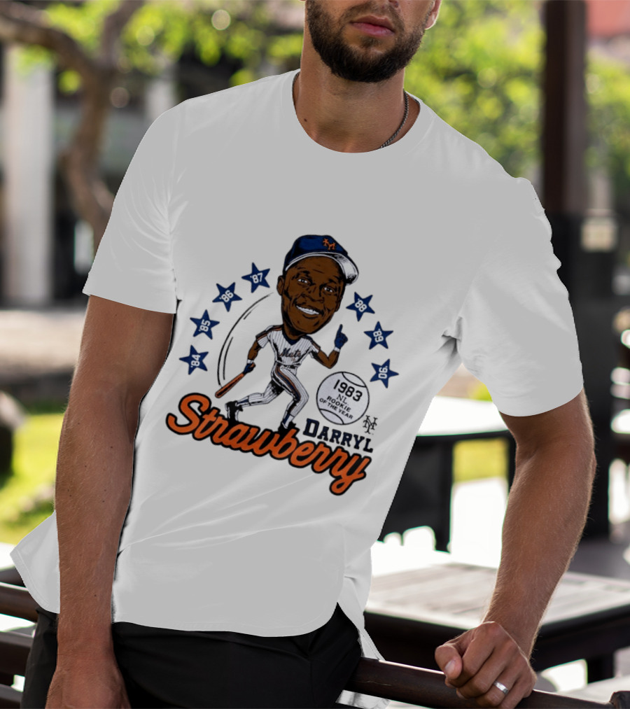 Darryl Strawberry New York Mets 1983 NL Rookie Of The Year Baseball Stars Icon 86 87 88 90 91 95 96 T-Shirt