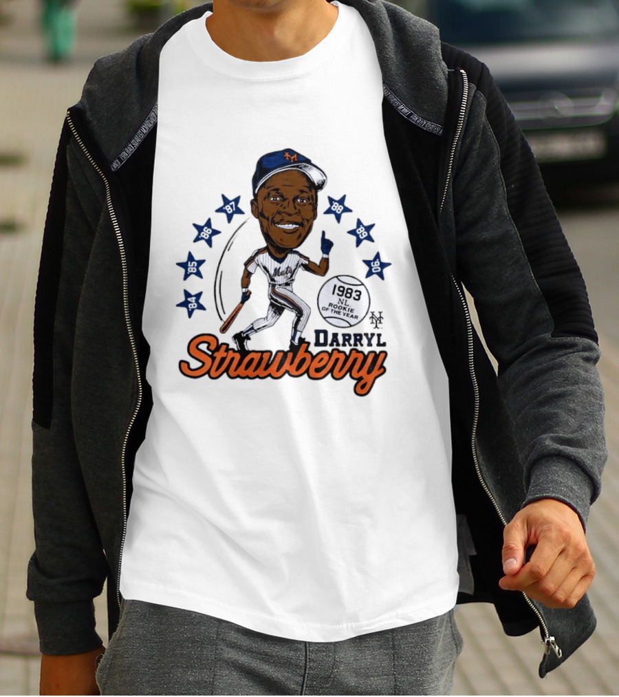 Darryl Strawberry New York Mets 1983 NL Rookie Of The Year Baseball Stars Icon 86 87 88 90 91 95 96 T-Shirt