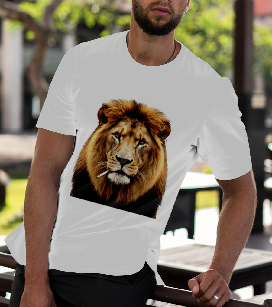 Lion Smoking Cigarette Majestic Wild T-Shirt