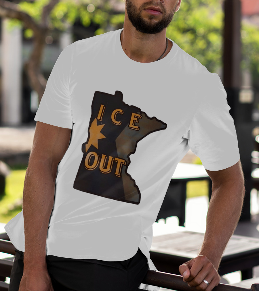 Minnesota Ice Out Bold Graphic State Map T-Shirt