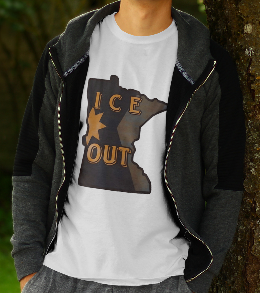 Minnesota Ice Out Bold Graphic State Map T-Shirt