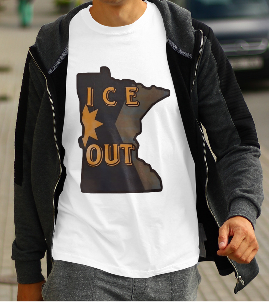 Minnesota Ice Out Bold Graphic State Map T-Shirt