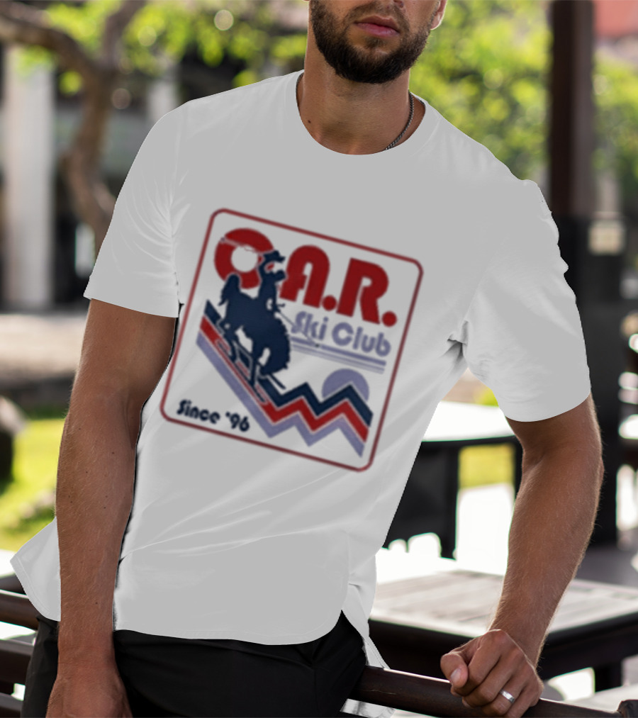 O.A.R. Ski Club Since 1996 Retro Design With Skier And Sun Motif T-Shirt