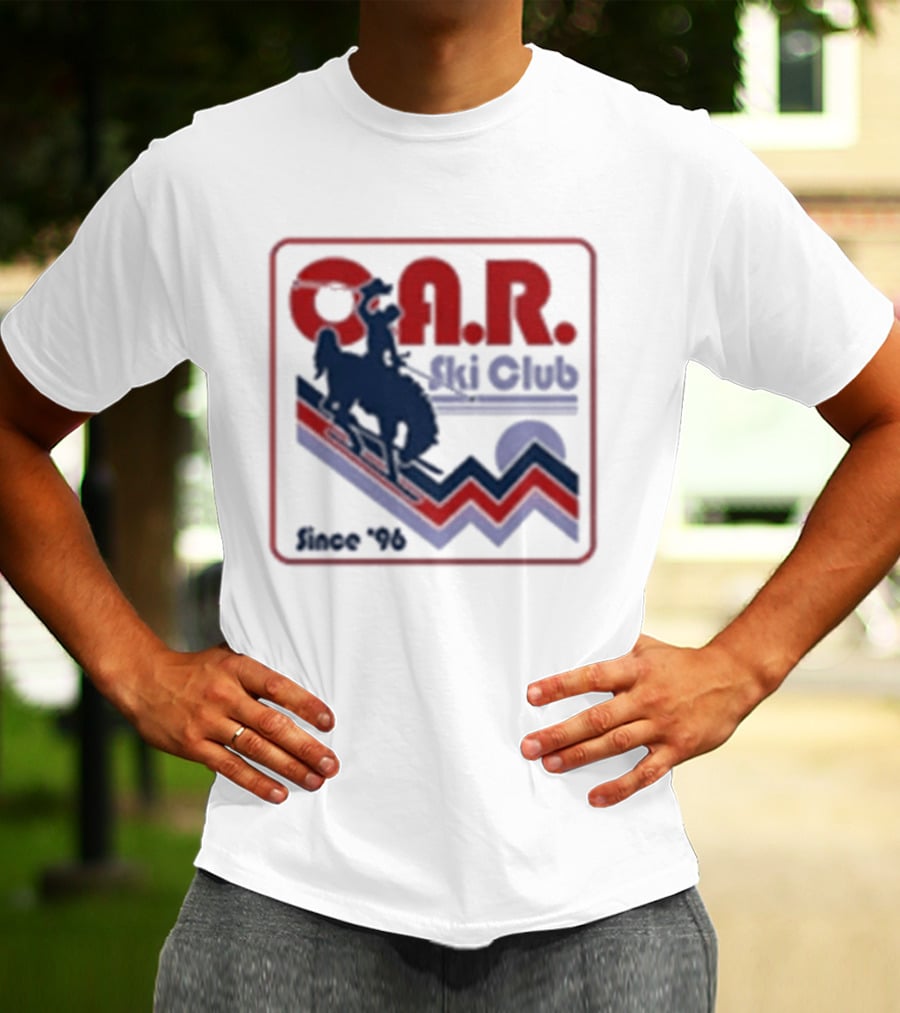 O.A.R. Ski Club Since 1996 Retro Design With Skier And Sun Motif T-Shirt