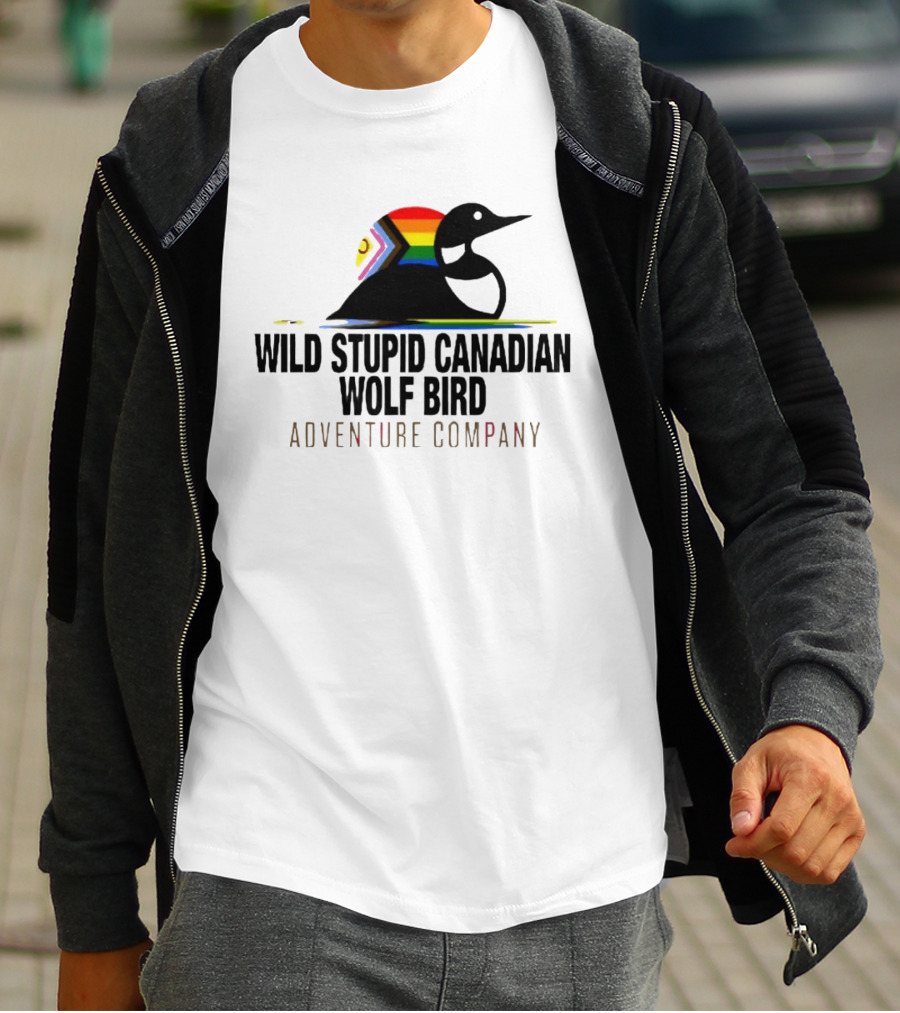 Rainbow Canadian Wolf Bird Adventure Company T-Shirt