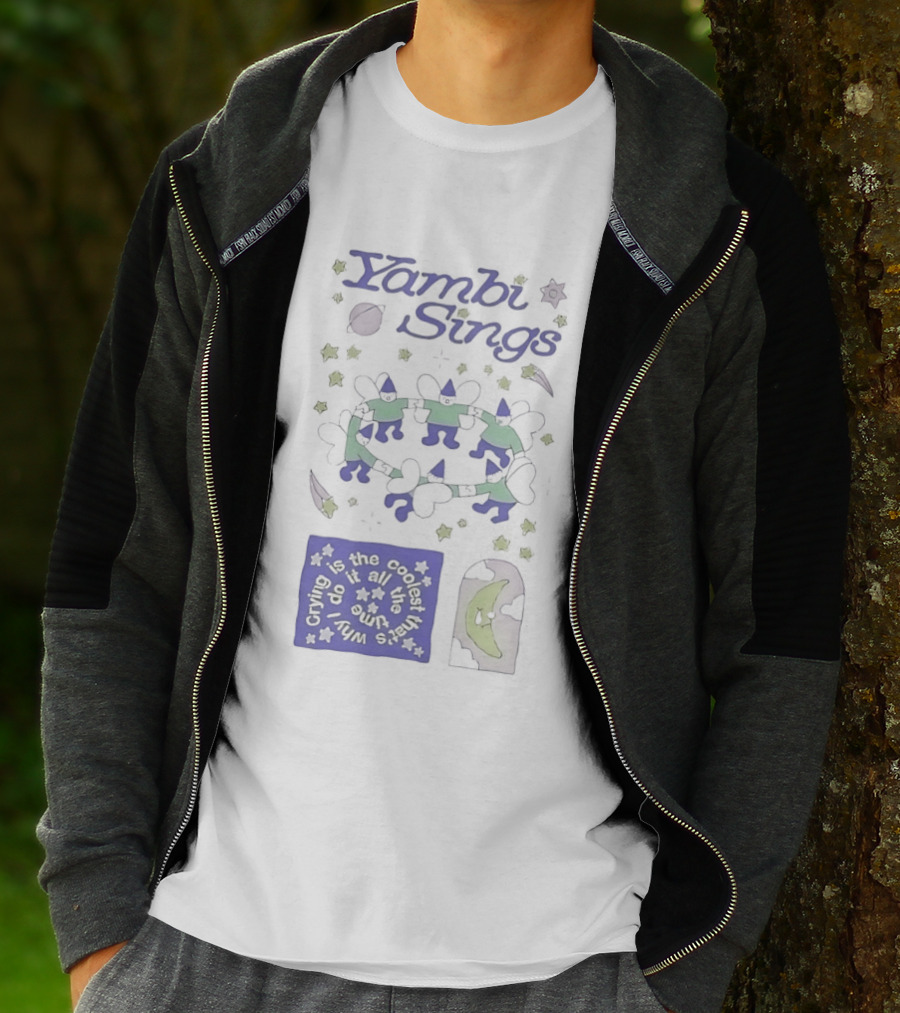 Yambi Sings Crying Is The Coolest I Do It All The Time Moon And Stars Cats T-Shirt