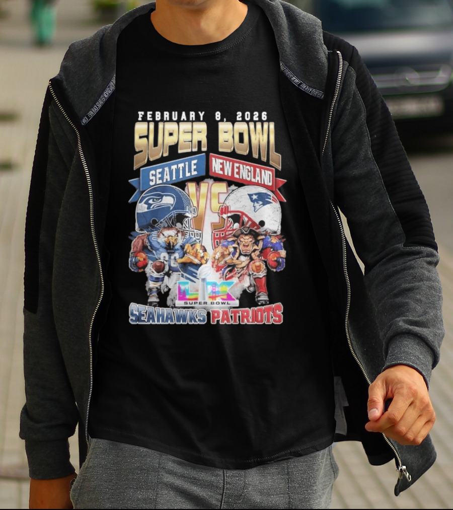 Seahawks Patriots February 8 2026 Super Bowl LX Seattle New England Matchup T-Shirt