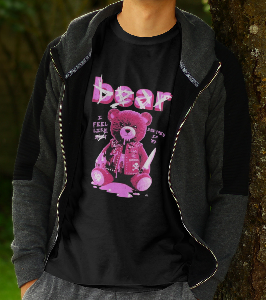 Bear Blackbear I Feel Like Britney In 07 Knife Pink Dripping Teddy T-Shirt