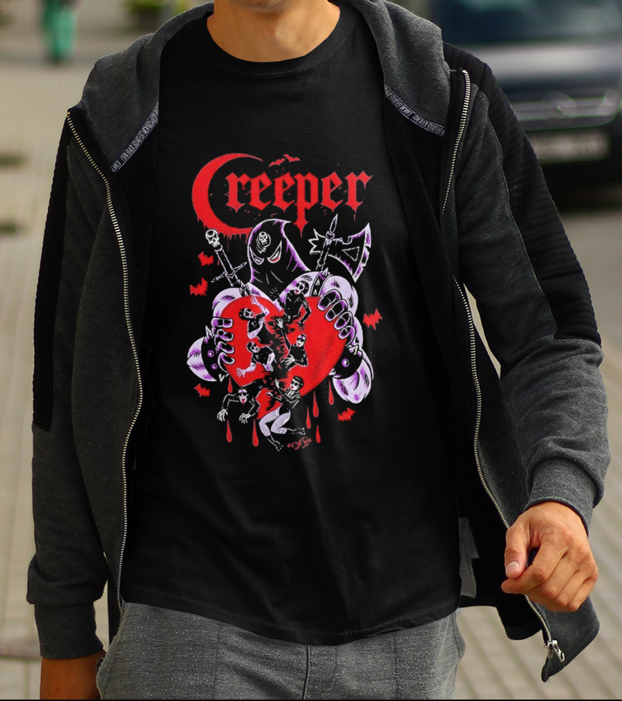 Creeper Sol Rac Valentines Heart And Skeletons 2026 T-Shirt