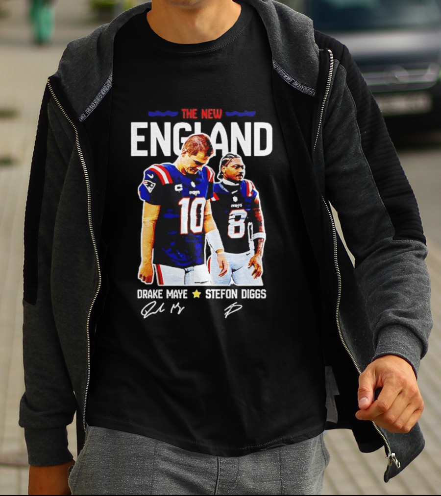 Drake Maye Stefon Diggs New England Football T-Shirt