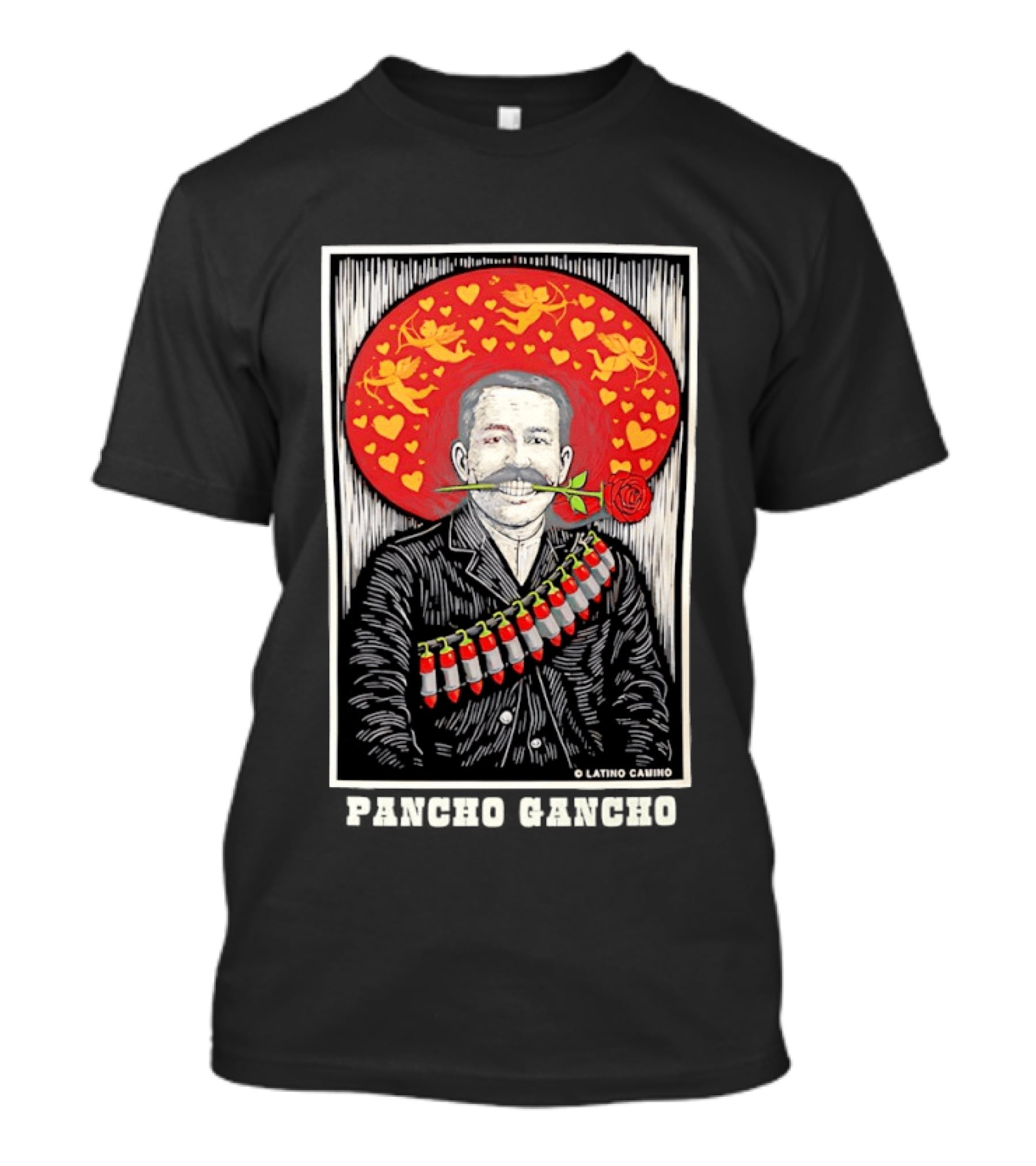 Emiliano Zapata Rose Image Latino Comics Pancho Gancho T-Shirt