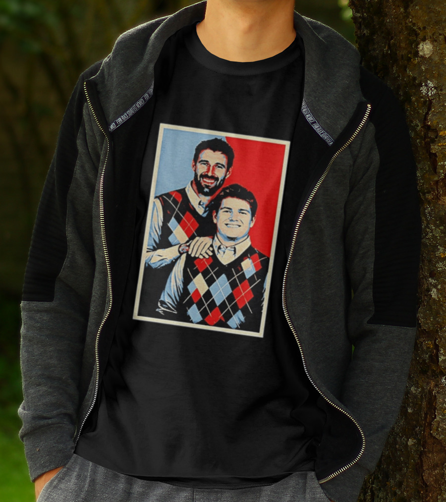 Mike Vrabel Drake Maye New England Patriots Football Hope Iconic Argyle Sweater T-Shirt