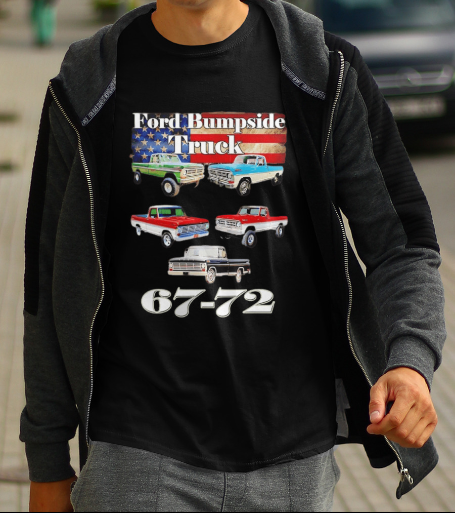 Ford Bumpside Truck 67 72 American Flag Classic Pickup Collection T-Shirt