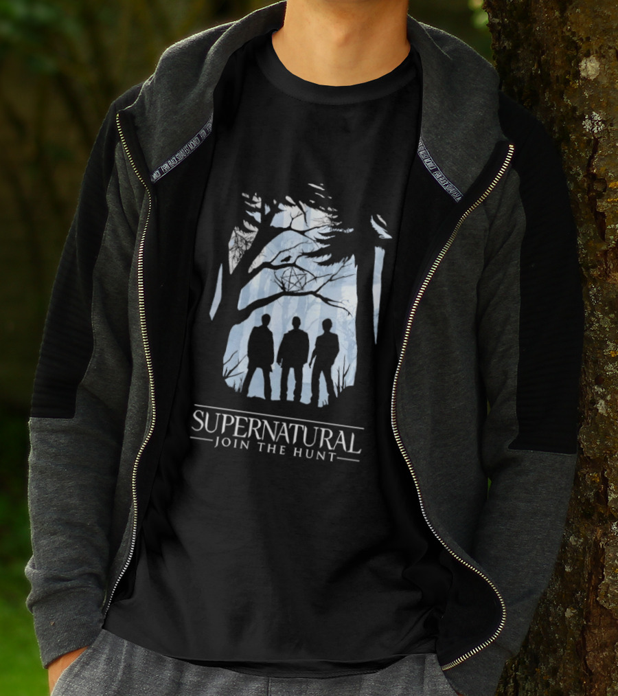 Supernatural Join The Hunt Silhouettes In Forest Scene T-Shirt