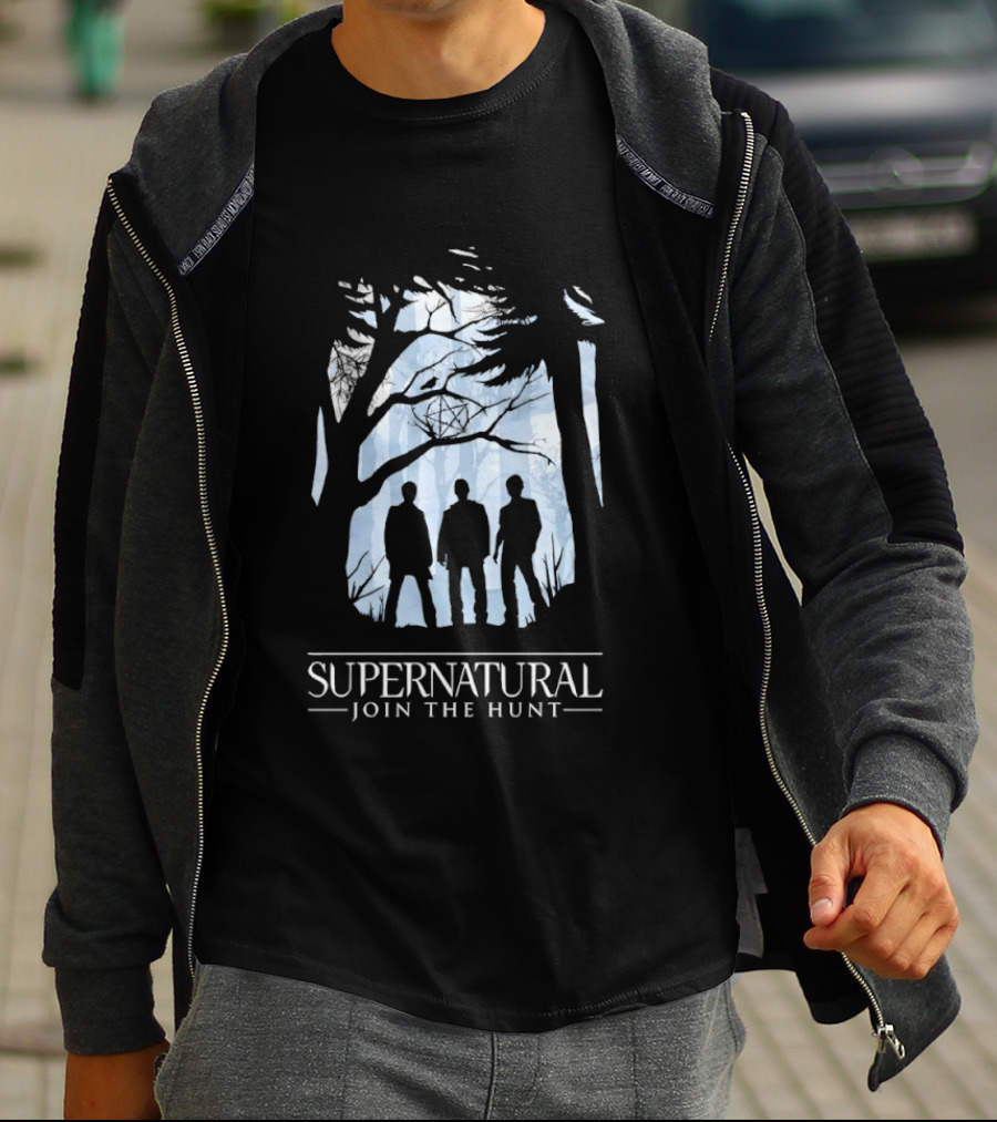 Supernatural Join The Hunt Silhouettes In Forest Scene T-Shirt