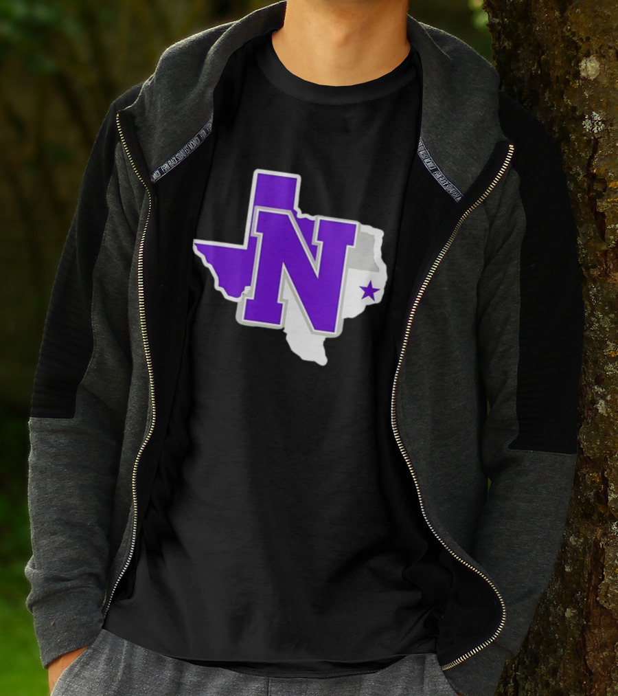 Norton High School Football Texas Map Purple N Star T-Shirt