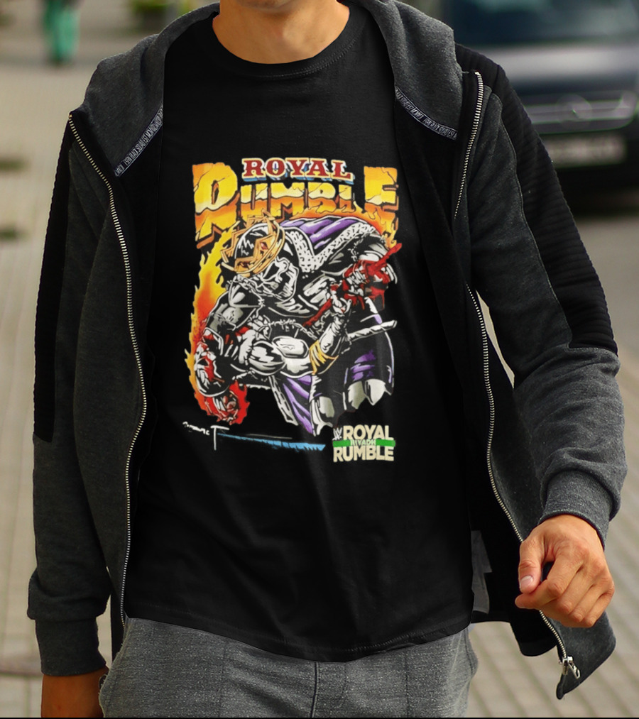 Royal Rumble Riyadh Boulevard Skeleton Crown Flame T-Shirt