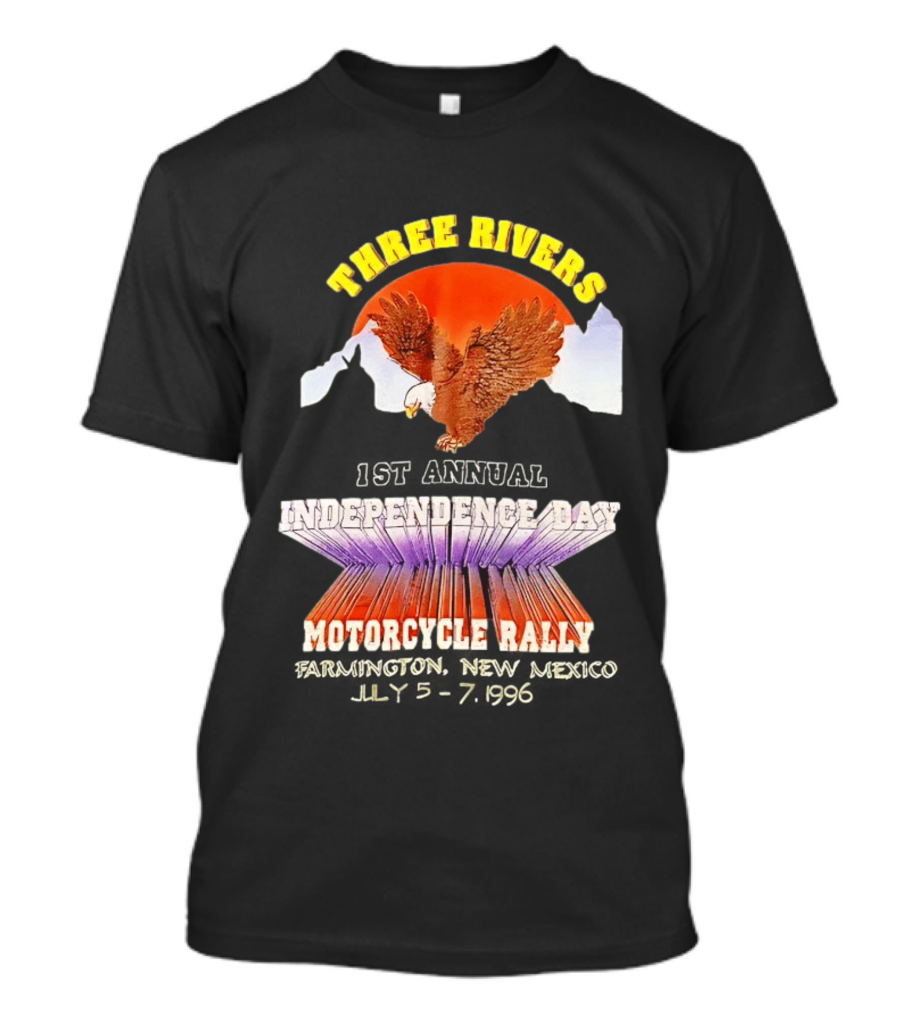 Three Rivers Independence Day Motorcycle Rally Bald Eagle Sunset T-Shirt