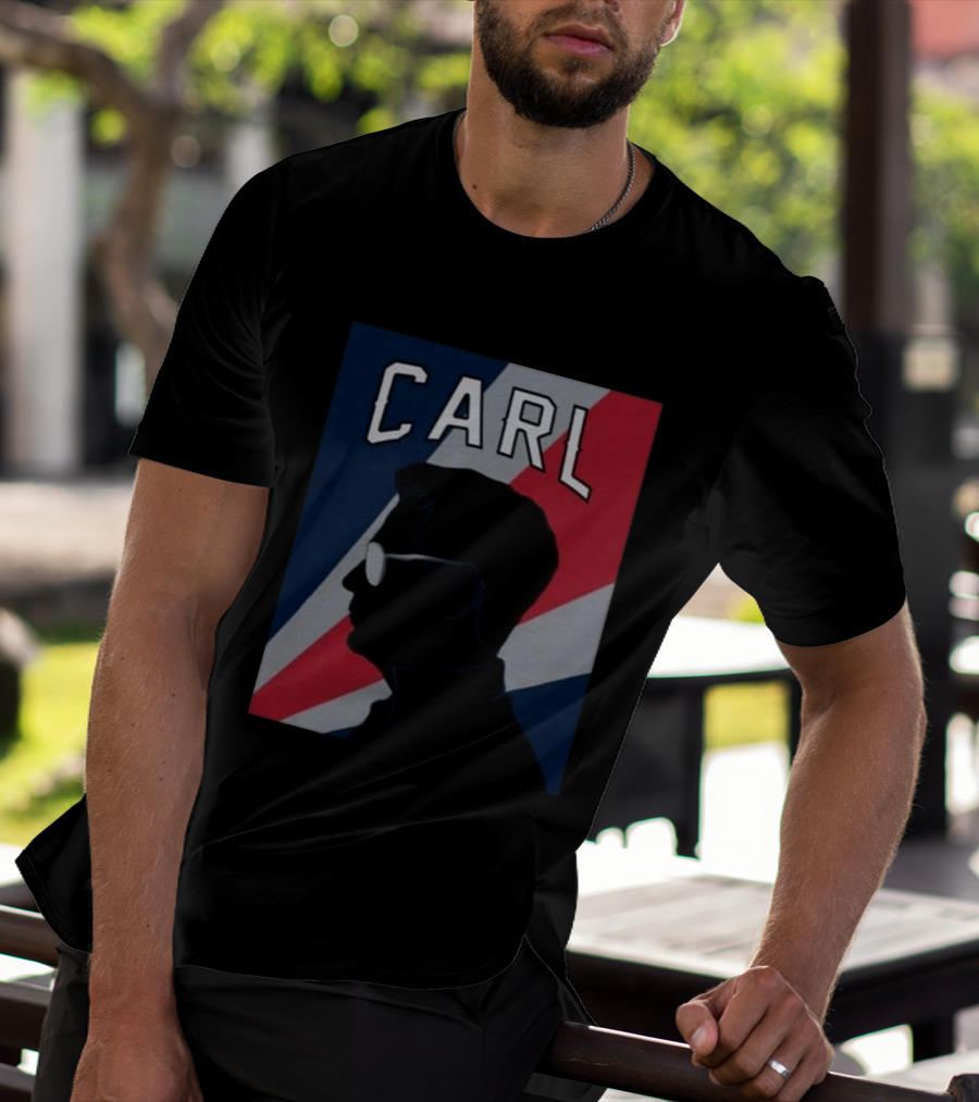 CARL Silhouette With Red And Blue Angled Stripes T-Shirt