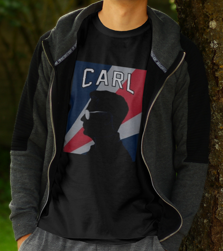 CARL Silhouette With Red And Blue Angled Stripes T-Shirt