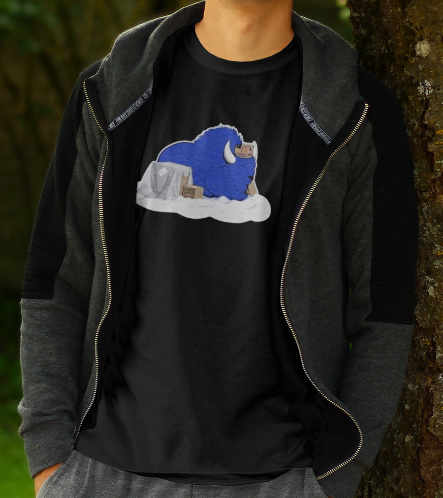 Tom Grossi Frederick The Bison Cozy Snow Scene T-Shirt