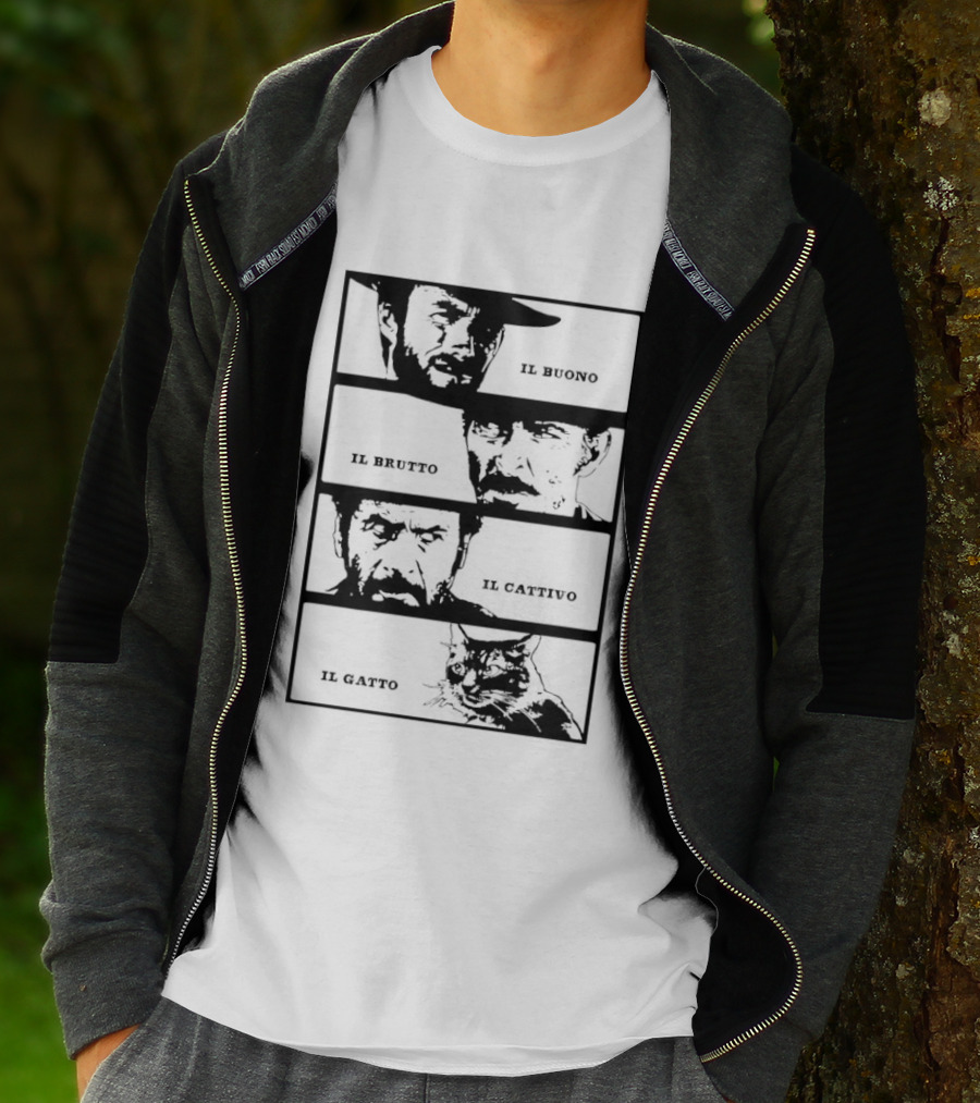 Four Amigos Il Buono Il Brutto Il Cattivo Il Gatto Classic Movie T-Shirt