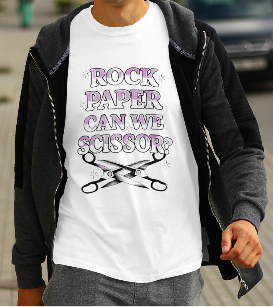 Rock Paper Can We Scissor Fun Playful Phrase With Scissors T-Shirt