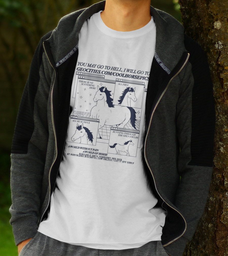 You May Go To Hell I Will Go To Groovers Comic Cool Horses T-Shirt