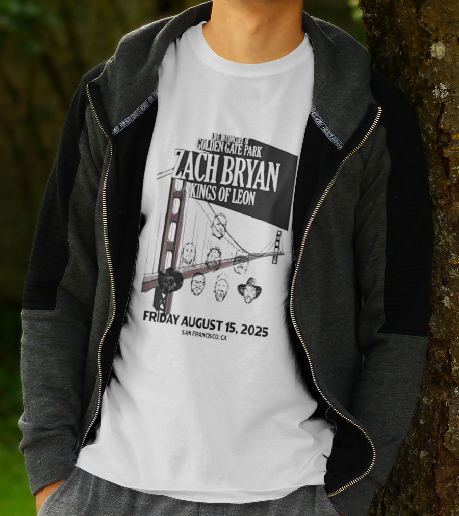 Zach Bryan Kings Of Leon Golden Gate Park San Francisco August 15 2025 Tour T-Shirt