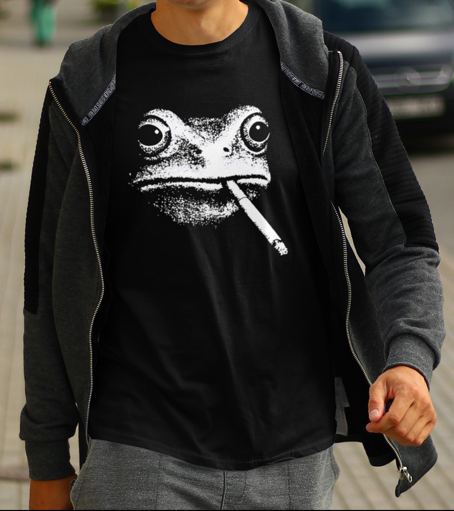 Frog Smoking Cigarette Sketch T-Shirt