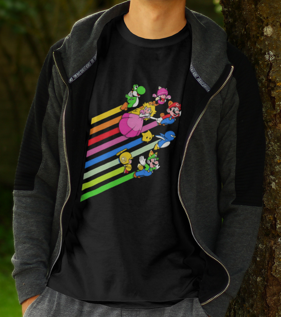 Super Mario Yoshi Princess Peach Rainbow Flight Adventure T-Shirt