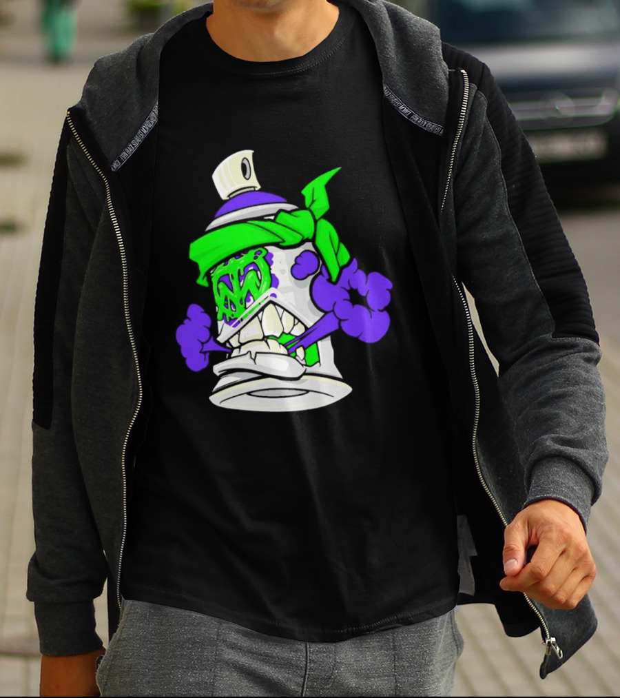 Trey Miguel Graffiti Spray Paint Can Cartoon Bandana T-Shirt