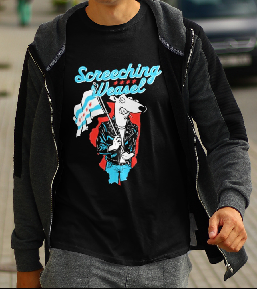 Screeching Weasel Chicago Flag Punk T-Shirt
