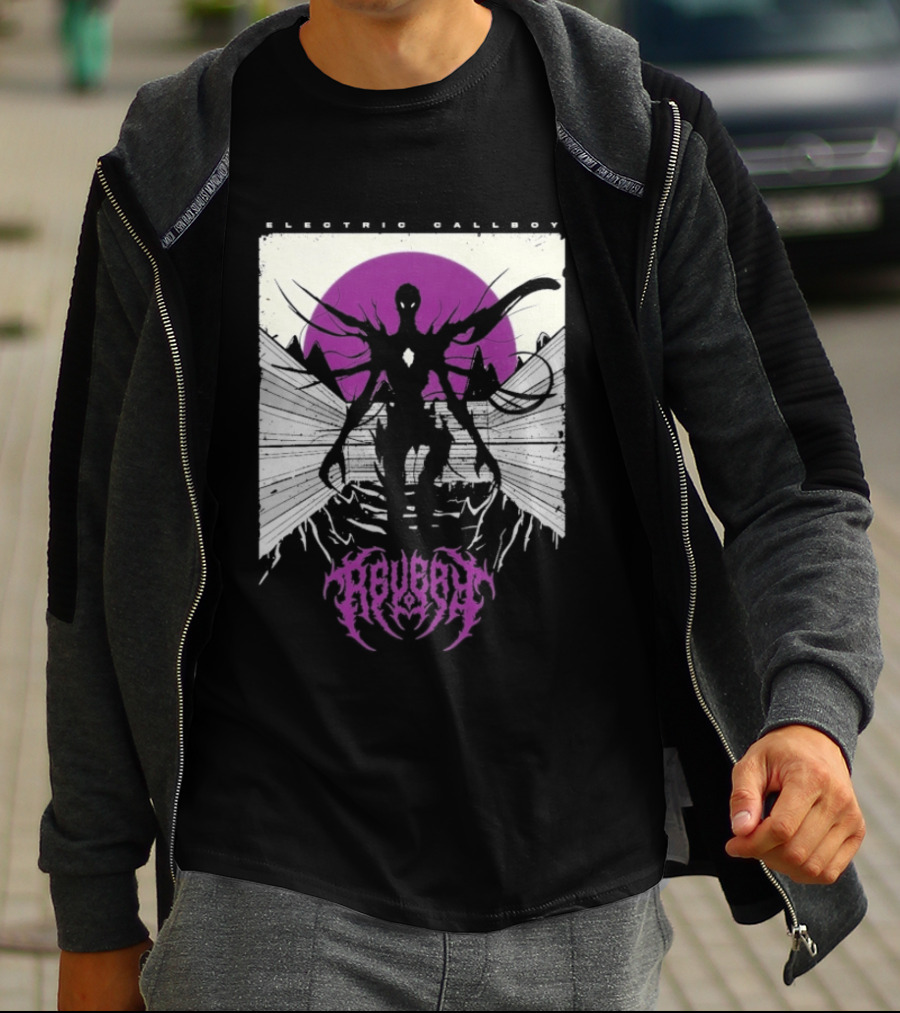 Electric Callboy Revery Creature Monster Skeleton Neon Pink Sunburst T-Shirt