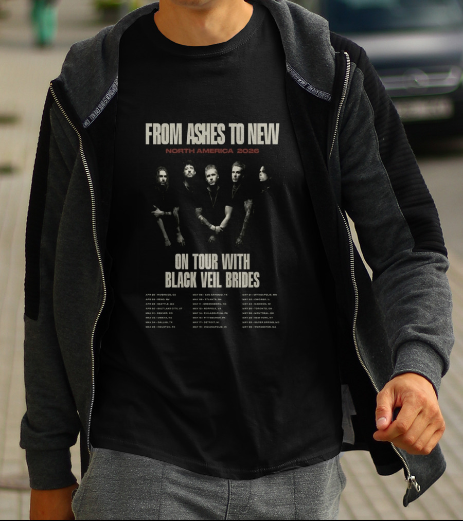 From Ashes To New North America 2026 Tour Dates Featuring Black Veil Brides T-Shirt