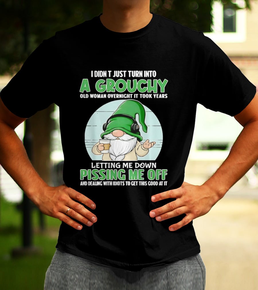 I Didn't Just Turn Into A Grouchy Old Woman Overnight Gnome Letting Me Down Pissing Me Off T-Shirt