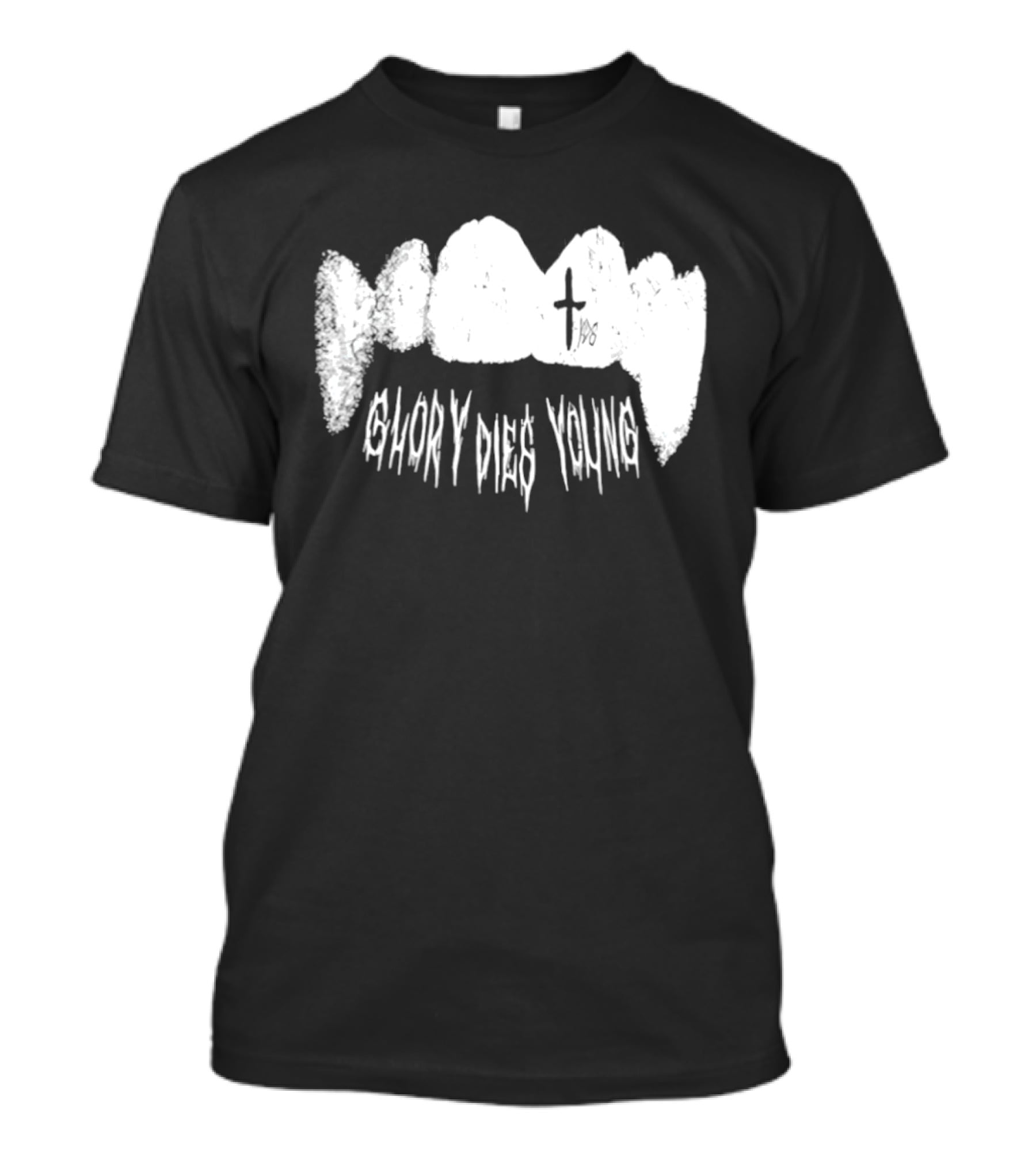 YDG Fang Glory Dies Young Teeth Graphic Cross T-Shirt