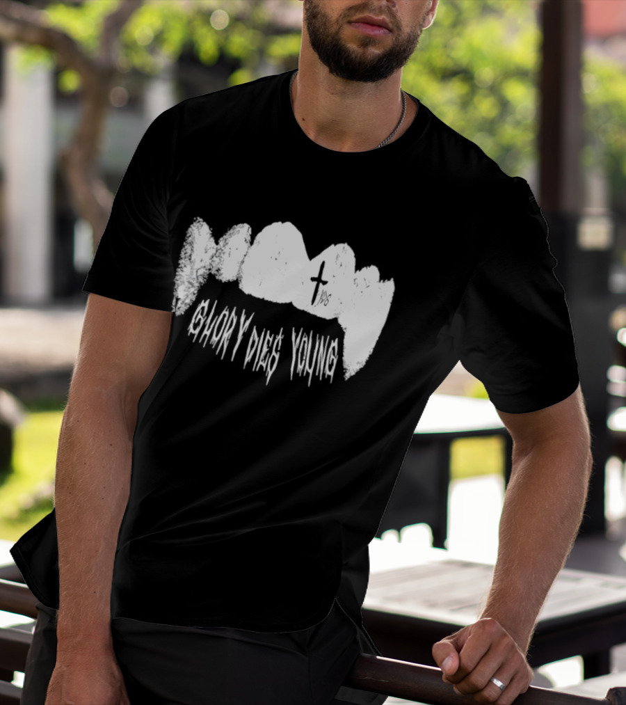 YDG Fang Glory Dies Young Teeth Graphic Cross T-Shirt