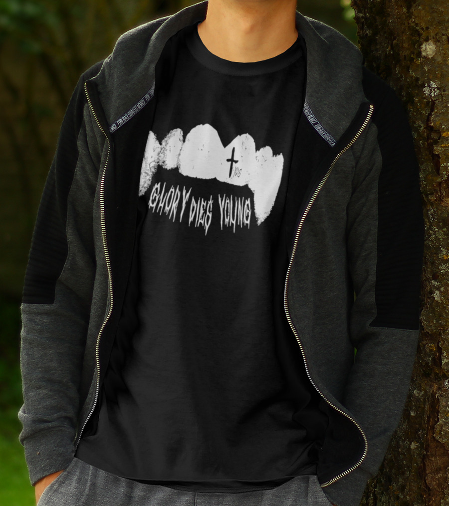 YDG Fang Glory Dies Young Teeth Graphic Cross T-Shirt