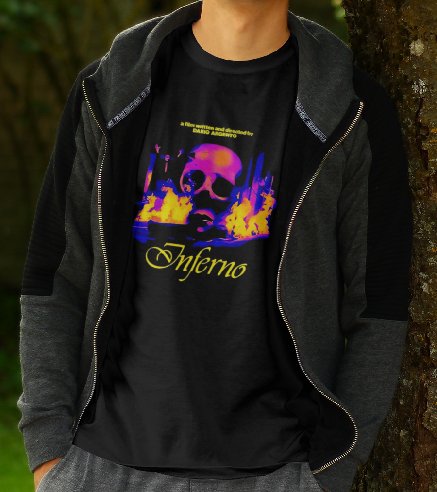 Inferno 80s Horror Skull Flames Psychedelic T-Shirt