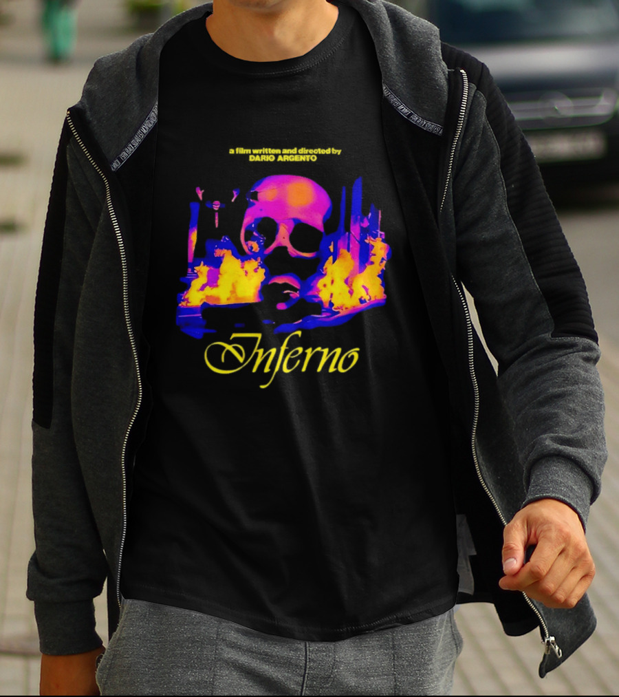 Inferno 80s Horror Skull Flames Psychedelic T-Shirt