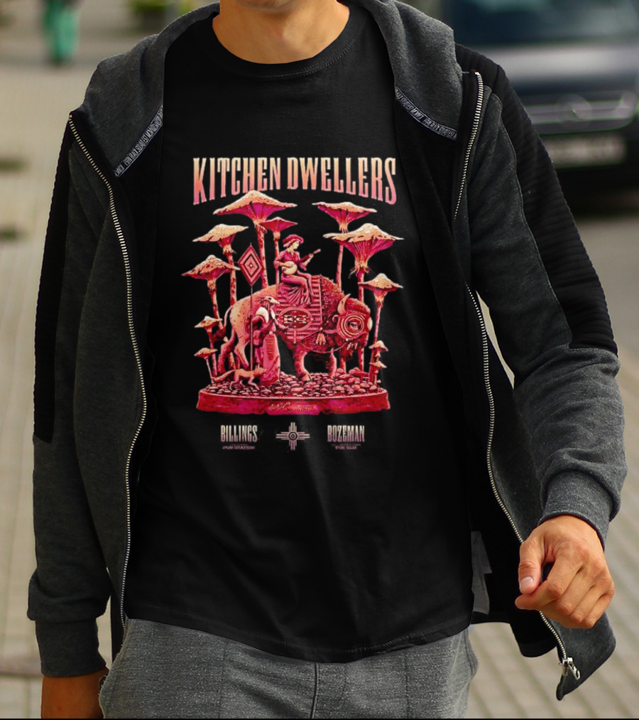 Kitchen Dwellers Billings MT January 29 2026 Tour Buffalo Rider And Mushrooms T-Shirt